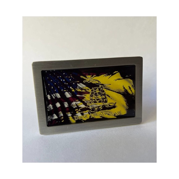 Don’t Tread On Me Snake American Flag Belt Buckle Right To Left - Picture 2 of 9